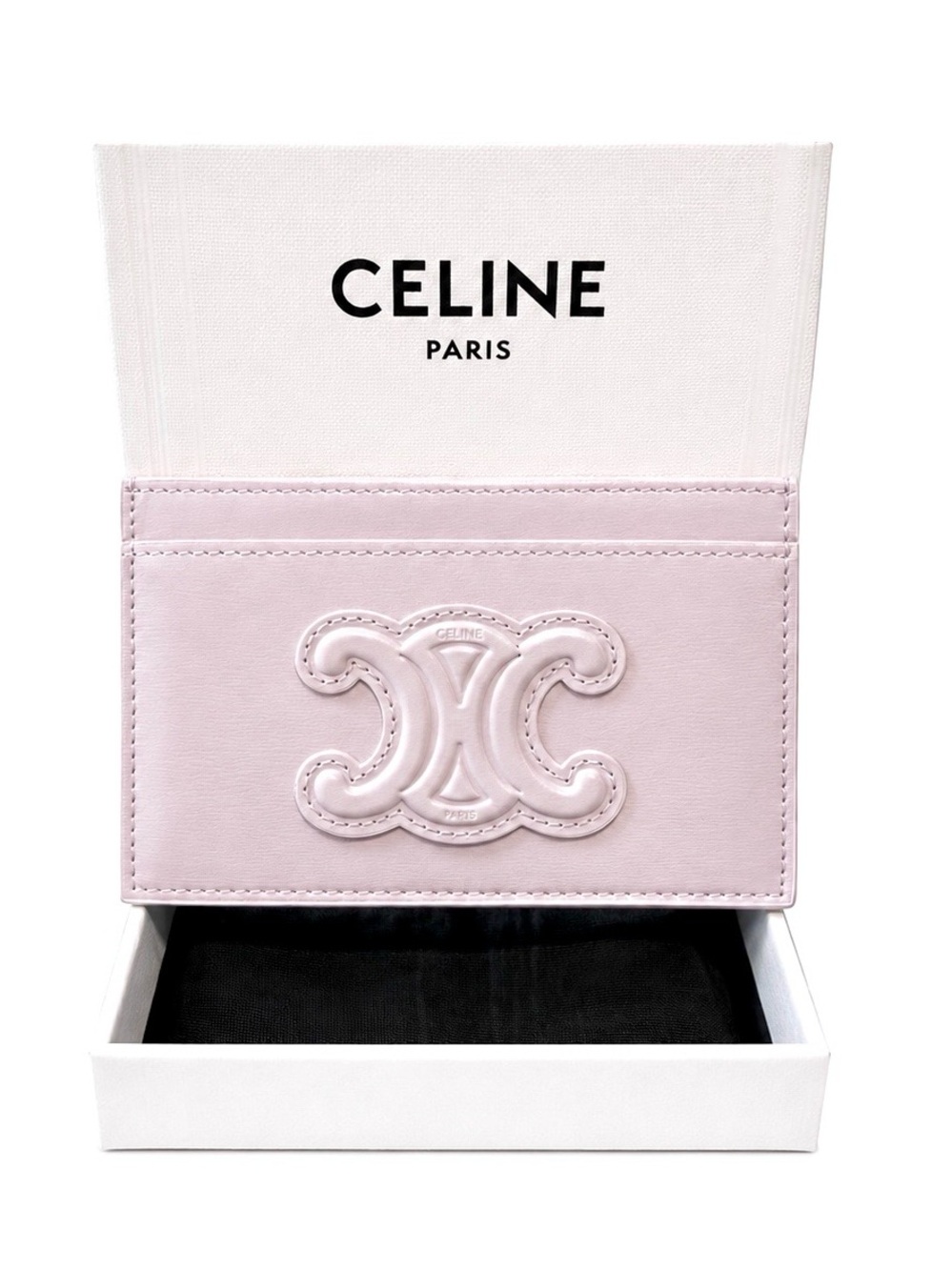 Celine Card Holder Cuir Triomphe in Shiny Calfskin Light Lilac NEW